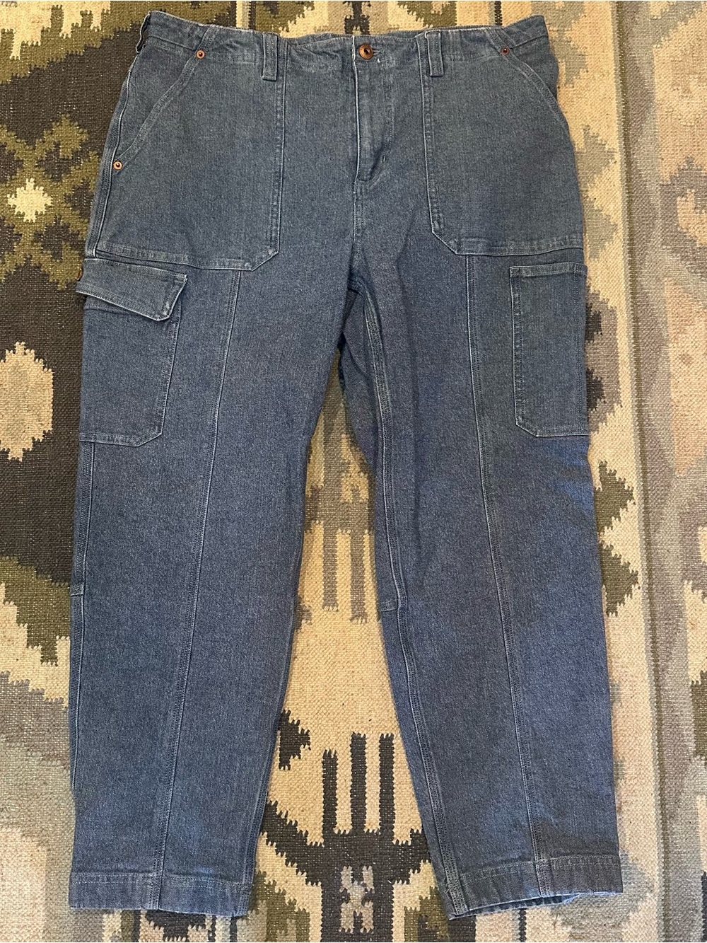 Duluth Trading Co. Denim Cargo Utility Pants Adjustable Hem Size 16